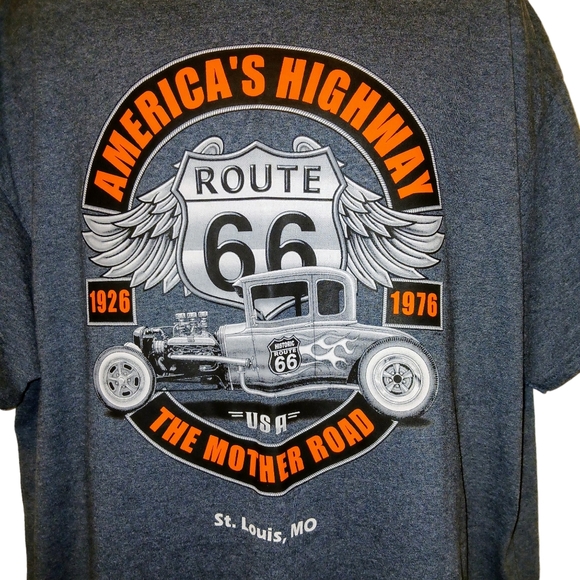 Men's 2XL Heather Gray American's Highways Route 66 The Mother Road, St. Louis - Picture 2 of 5